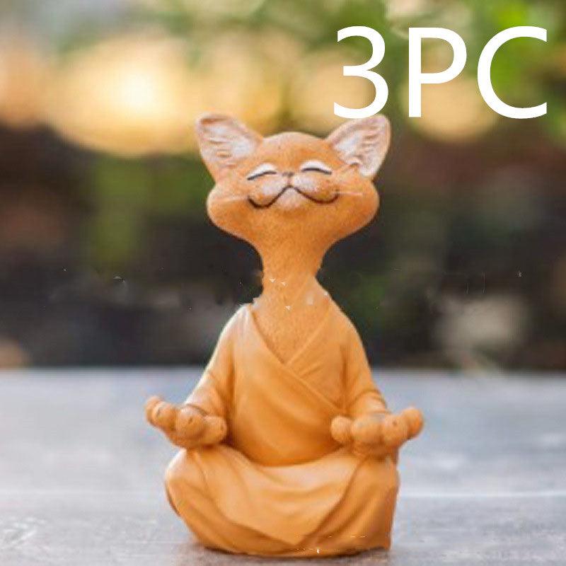 Speelse Zwarte Boeddha Katfiguur Meditatie Yoga Verzamelobject Blije Kat Decoratie Thuis Tuin Decoratie Tuin Ornament