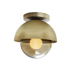Metallische Halvemaan Wandlamp Modernist 1-Lampen Messing/Chroom Wandlamp met Orb Tan Glas-Scherm voor Gang