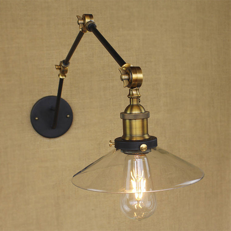 Messing Breedte Fakkel Wandverlichting Antiek Helder Glas 1 Licht Café Wandlamp Verlichtingssysteem