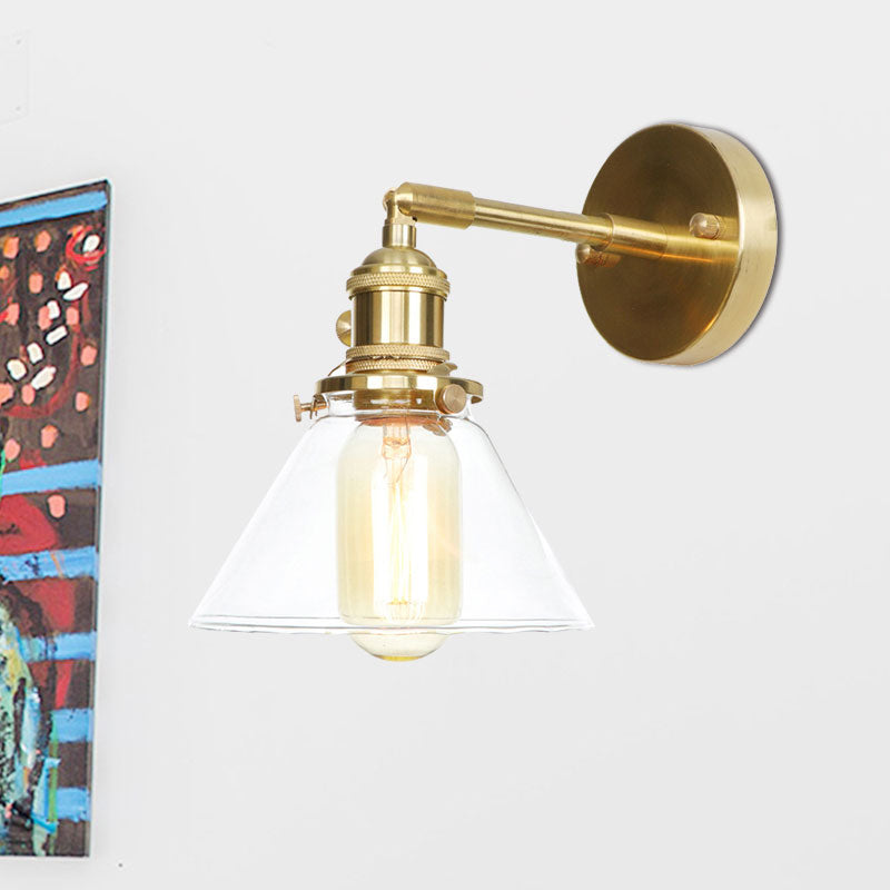 Kegel Wandlamp 1 Licht helder Glas rustieke antieke wandverlichting voor slaapkamer