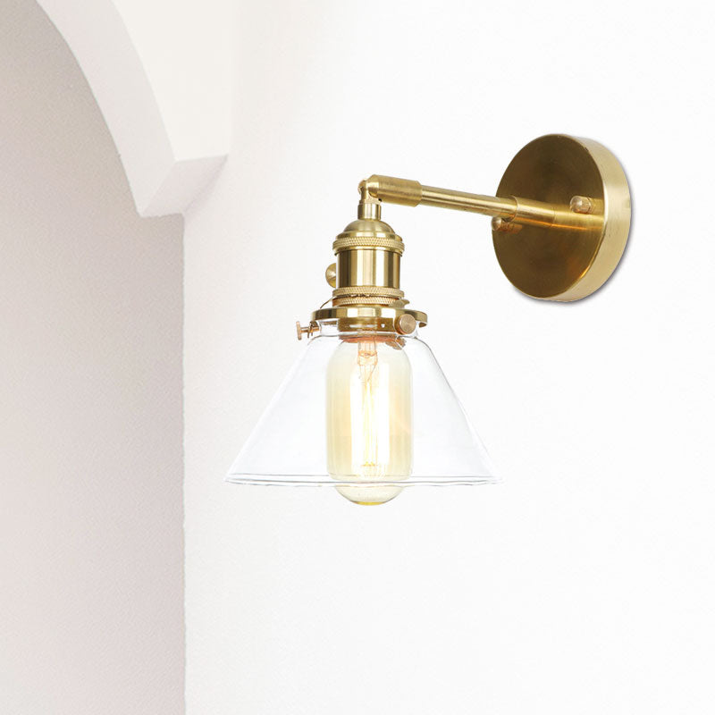 Kegel Wandlamp 1 Licht helder Glas rustieke antieke wandverlichting voor slaapkamer