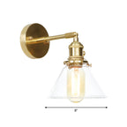 Kegel Wandlamp 1 Licht helder Glas rustieke antieke wandverlichting voor slaapkamer