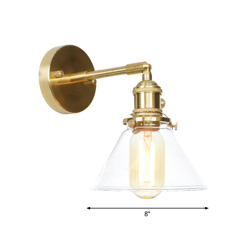 Kegel Wandlamp 1 Licht helder Glas rustieke antieke wandverlichting voor slaapkamer