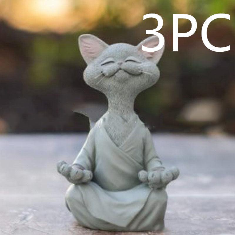 Speelse Zwarte Boeddha Katfiguur Meditatie Yoga Verzamelobject Blije Kat Decoratie Thuis Tuin Decoratie Tuin Ornament