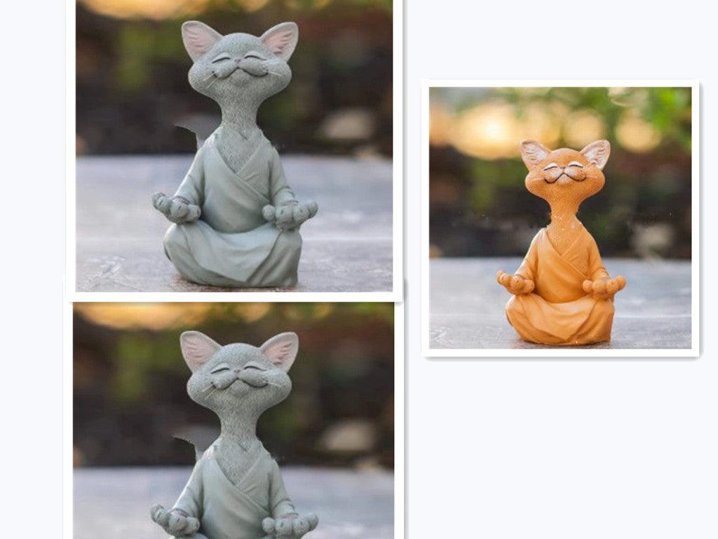 Speelse Zwarte Boeddha Katfiguur Meditatie Yoga Verzamelobject Blije Kat Decoratie Thuis Tuin Decoratie Tuin Ornament