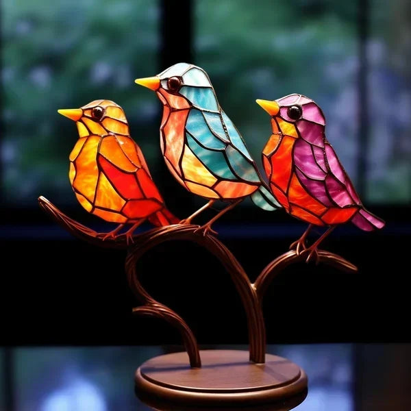 LuxeHome - AvianElegance Vogels gemaakt van gekleurd glas voor een verfijnde interieurontwerp