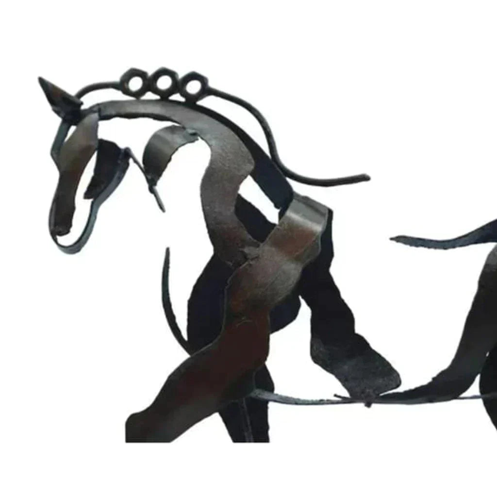 Paardensculptuur - AdonisMetal - Rustieke Elegantie - Tijdloos Decoratief Stuk