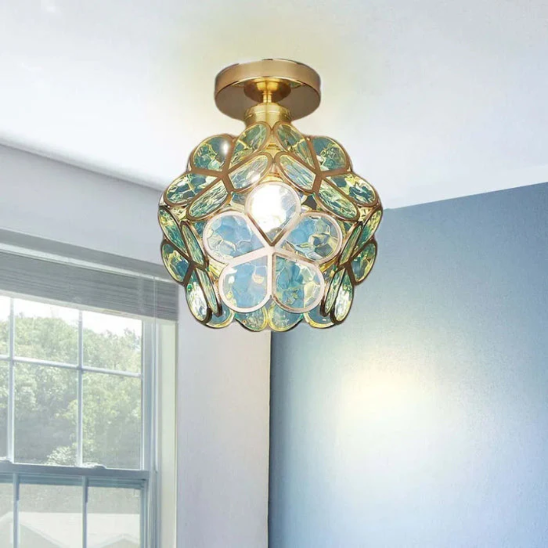 Luxe glazen bloemen plafondlamp