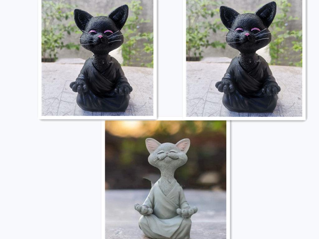 Speelse Zwarte Boeddha Kat Figuur Meditatie Yoga Verzamelen Blije Kat Decor Thuis Tuin Decoratie Tuin Ornament
