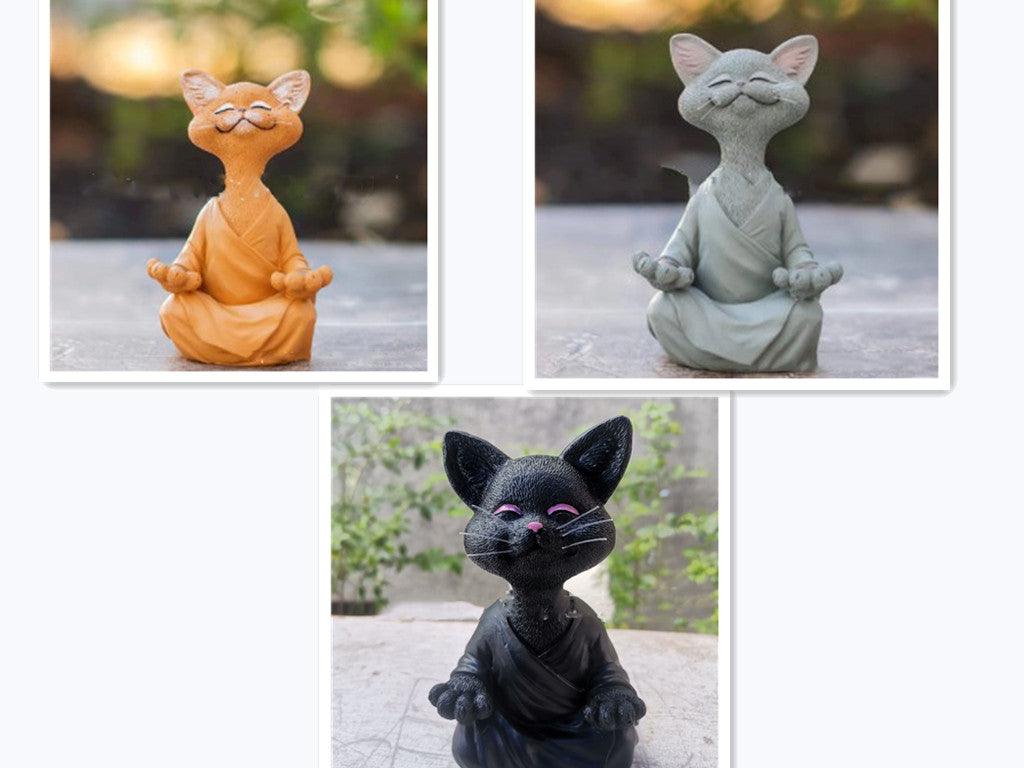 Speelse Zwarte Boeddha Katfiguur Meditatie Yoga Verzamelobject Blije Kat Decoratie Thuis Tuin Decoratie Tuin Ornament