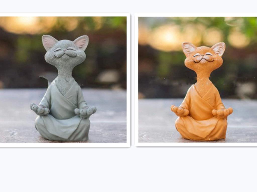 Speelse Zwarte Boeddha Katfiguur Meditatie Yoga Verzamelobject Blije Kat Decoratie Thuis Tuin Decoratie Tuin Ornament