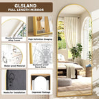 Avosian | Elegante Gebogen Volledige Hoogte Gouden Spiegel met Hoogdefinitie Aluminium Frame