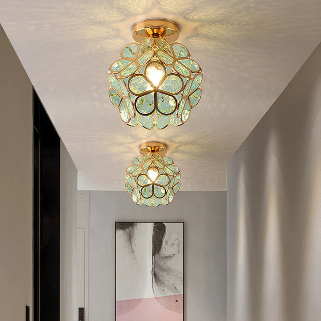 Luxe glazen bloemen plafondlamp