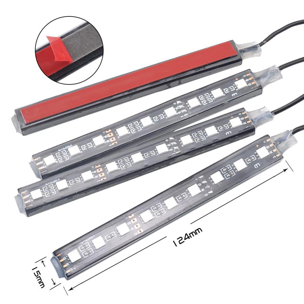 Car RGB LED Strip Light Draadloze Afstandsbediening en Stemcontrole