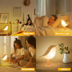 Touch-Control Houten Vogel Nachtlamp - Oplaadbare LED Bedlamp