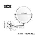 Avosian | Oplaadbare wandspiegel voor scheren | 360° rotatie. 1X/10X vergroting en instelbare LED-verlichting voor gebruik in de badkamer