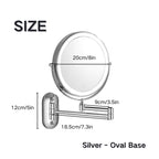 Avosian | Oplaadbare wandspiegel voor scheren | 360° rotatie. 1X/10X vergroting en instelbare LED-verlichting voor gebruik in de badkamer