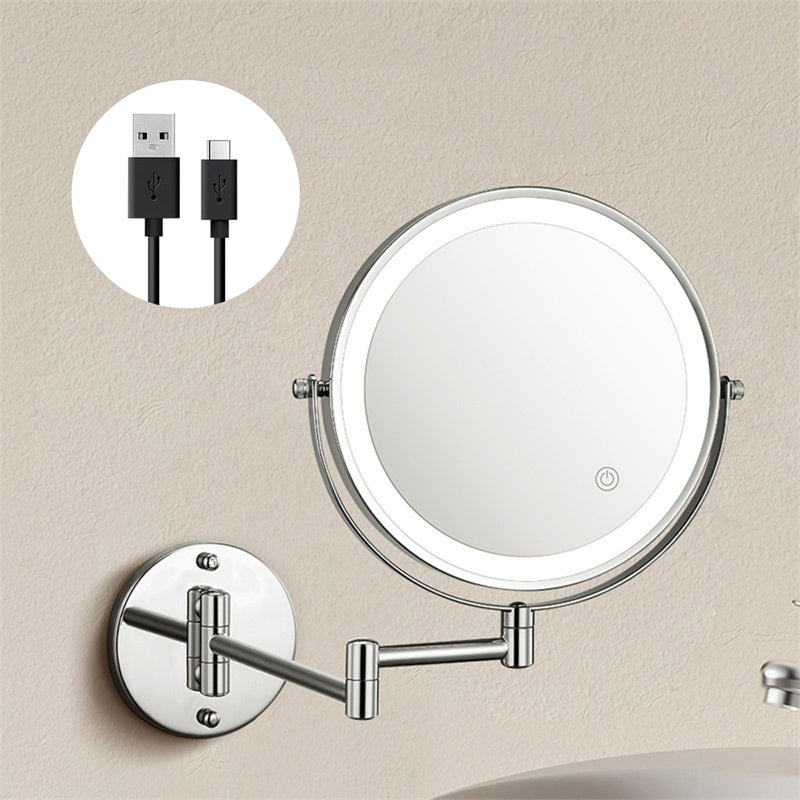 Avosian | Oplaadbare wandspiegel voor scheren | 360° rotatie. 1X/10X vergroting en instelbare LED-verlichting voor gebruik in de badkamer