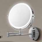 Avosian | Oplaadbare wandspiegel voor scheren | 360° rotatie. 1X/10X vergroting en instelbare LED-verlichting voor gebruik in de badkamer