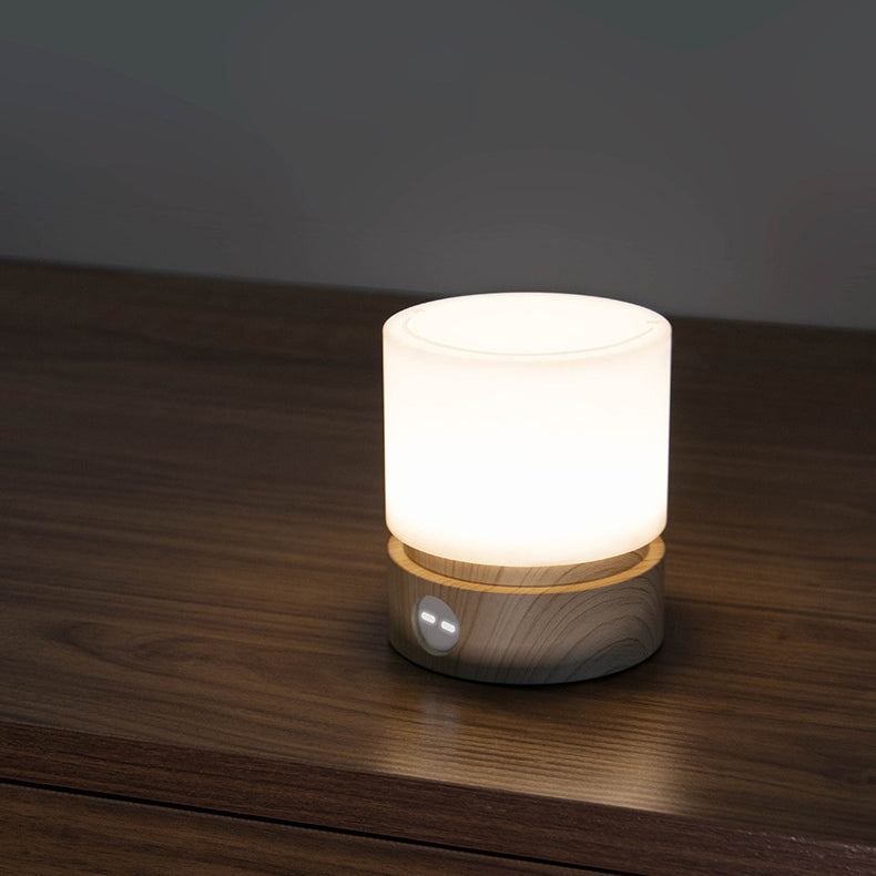 Tijdloze nordic timer oplaadbare ABS HIPS siliconen cilinder LED tafellamp nachtlampje voor nachtkastje