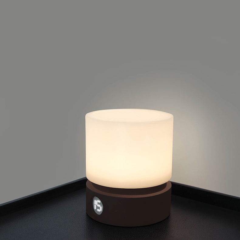 Tijdloze nordic timer oplaadbare ABS HIPS siliconen cilinder LED tafellamp nachtlampje voor nachtkastje