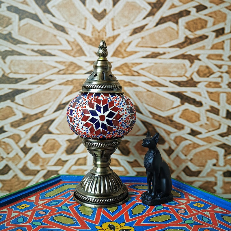 Traditionele Tiffany Ovaal Glas IJzer 1-Licht Tafellamp voor de woonkamer