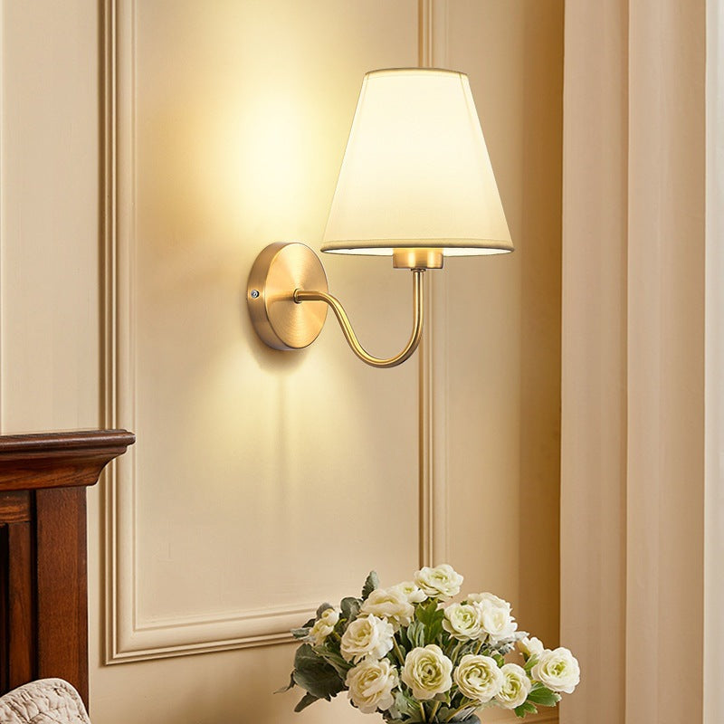 Contemporary Nordic ronde gebogen stang ijzer stofschaduw 1-lamp wandlamp voor woonkamer