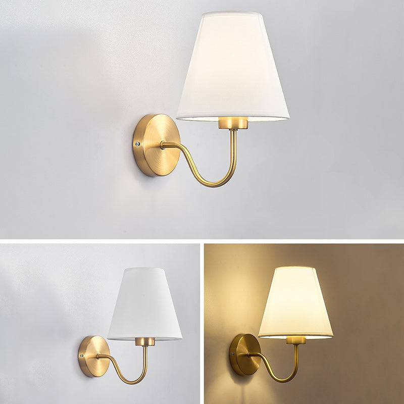 Contemporary Nordic ronde gebogen stang ijzer stofschaduw 1-lamp wandlamp voor woonkamer