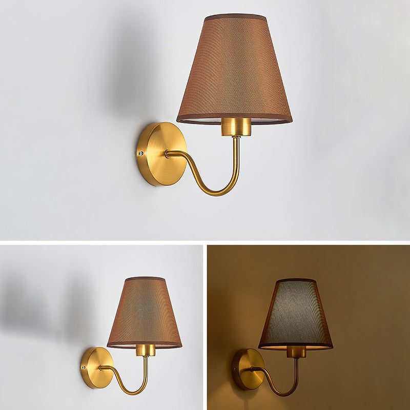 Contemporary Nordic ronde gebogen stang ijzer stofschaduw 1-lamp wandlamp voor woonkamer