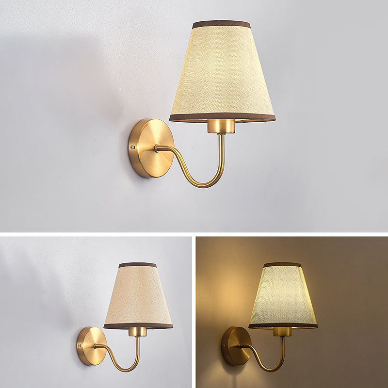 Contemporary Nordic ronde gebogen stang ijzer stofschaduw 1-lamp wandlamp voor woonkamer