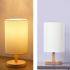 Traditionele Japanse cilinder houten stof 1-lamp tafel lamp voor de woonkamer