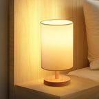 Traditionele Japanse cilinder houten stof 1-lamp tafel lamp voor de woonkamer