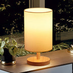 Traditionele Japanse cilinder houten stof 1-lamp tafel lamp voor de woonkamer