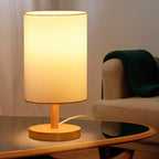 Traditionele Japanse cilinder houten stof 1-lamp tafel lamp voor de woonkamer