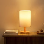 Traditionele Japanse cilinder houten stof 1-lamp tafel lamp voor de woonkamer