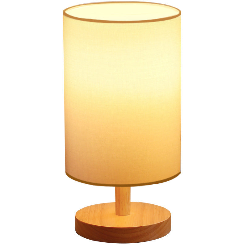Traditionele Japanse cilinder houten stof 1-lamp tafel lamp voor de woonkamer