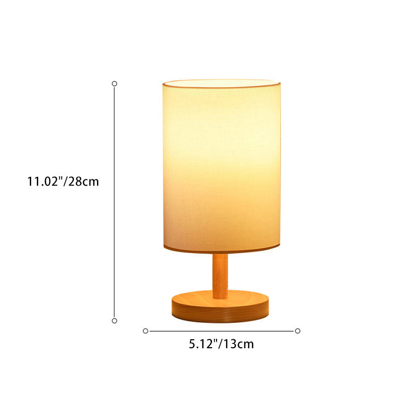 Traditionele Japanse cilinder houten stof 1-lamp tafel lamp voor de woonkamer