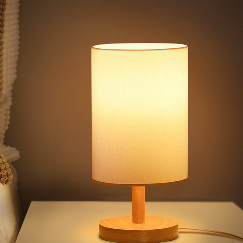 Traditionele Japanse cilinder houten stof 1-lamp tafel lamp voor de woonkamer