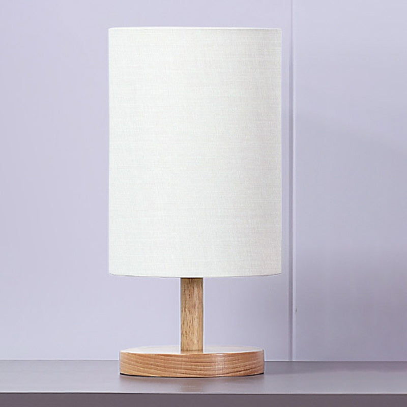 Traditionele Japanse cilinder houten stof 1-lamp tafel lamp voor de woonkamer