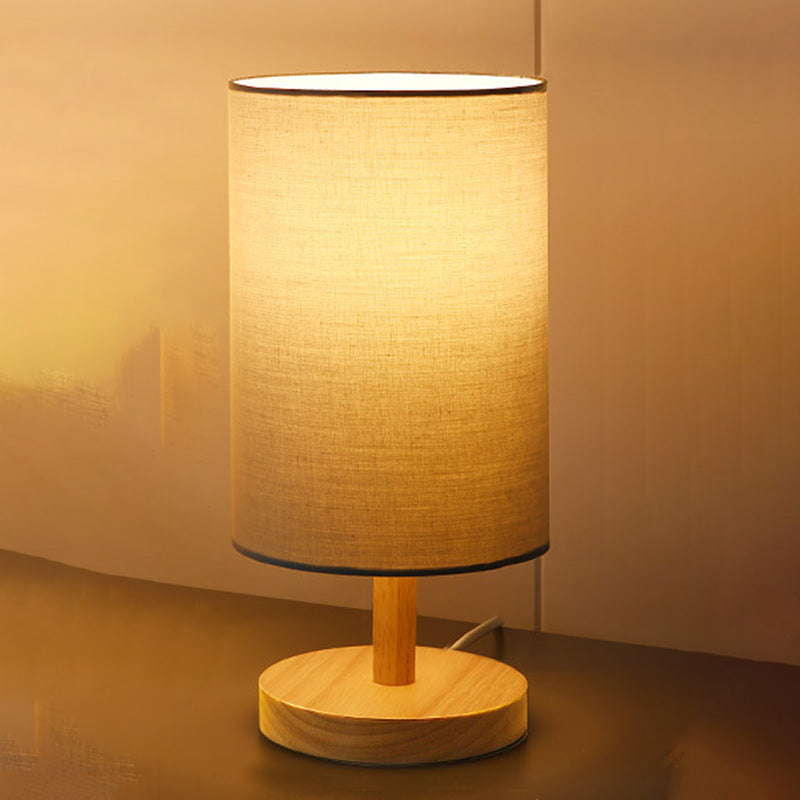 Traditionele Japanse cilinder houten stof 1-lamp tafel lamp voor de woonkamer