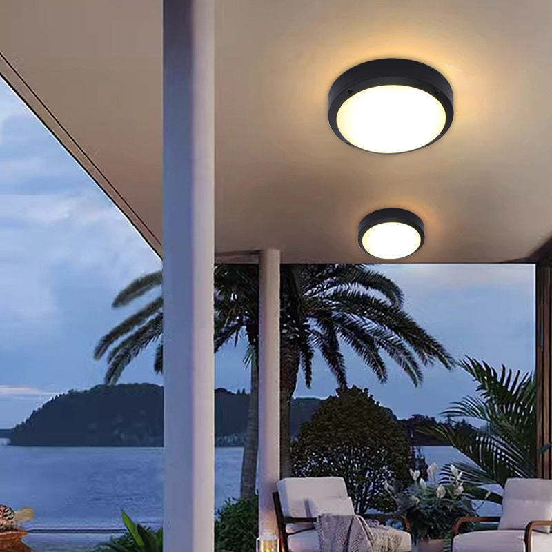 Moderne Minimalistische Waterdichte Ronde Aluminium Acryl LED Buiten Plafondlamp Voor Tuin