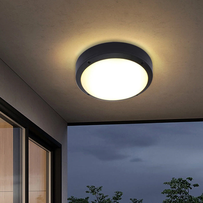 Moderne Minimalistische Waterdichte Ronde Aluminium Acryl LED Buiten Plafondlamp Voor Tuin