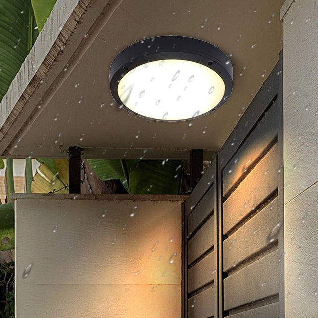 Moderne Minimalistische Waterdichte Ronde Aluminium Acryl LED Buiten Plafondlamp Voor Tuin