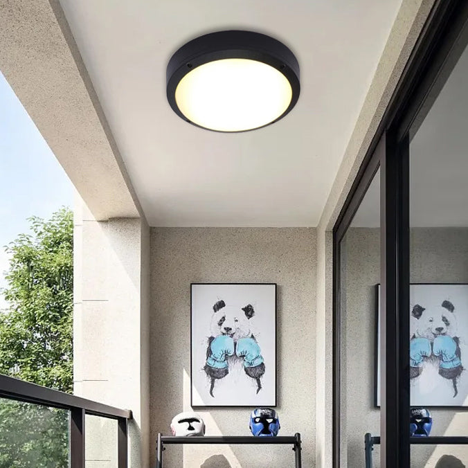 Moderne Minimalistische Waterdichte Ronde Aluminium Acryl LED Buiten Plafondlamp Voor Tuin