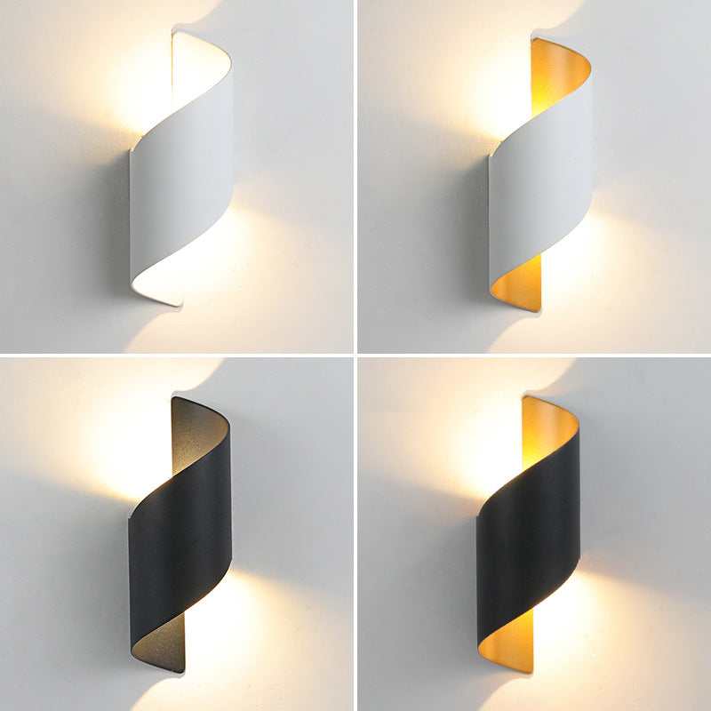 Moderne minimalistische waterdichte spiraal aluminium acryl LED wandlamp voor slaapkamer