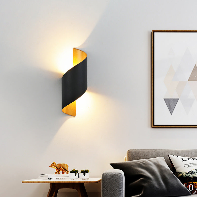 Moderne minimalistische waterdichte spiraal aluminium acryl LED wandlamp voor slaapkamer
