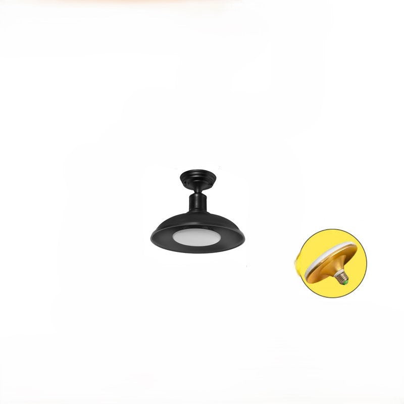 Traditionele Vintage Waterdichte Uitgezette Cilinder Schijvenbasis IJzer 1-Lamp Halfoverdekte Plafondlamp Voor Buitenpatio