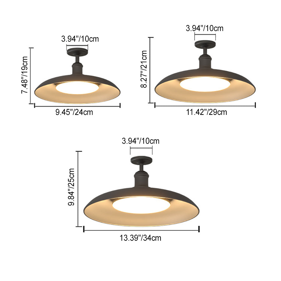 Traditionele Vintage Waterdichte Uitgezette Cilinder Schijvenbasis IJzer 1-Lamp Halfoverdekte Plafondlamp Voor Buitenpatio