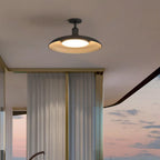 Traditionele Vintage Waterdichte Uitgezette Cilinder Schijvenbasis IJzer 1-Lamp Halfoverdekte Plafondlamp Voor Buitenpatio
