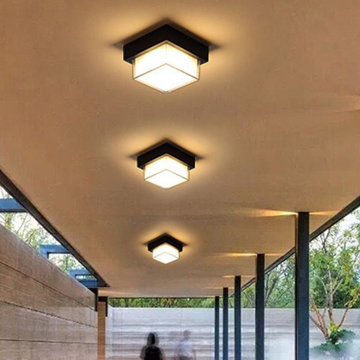 Moderne Minimalistische Waterdichte Vierkante Ronde Cilinder Gietaluminium Acryl LED Inbouw Plafondlamp Voor Buitenpatio